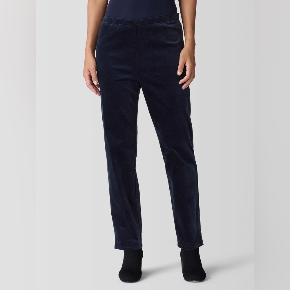 Eileen Fisher Navy Blue Fabric Texture Pants size Medium with side zipper